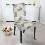 Grey Doodle Sandwich Pattern Print Dining Chair Slipcover