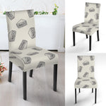 Grey Doodle Sandwich Pattern Print Dining Chair Slipcover
