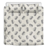 Grey Doodle Sandwich Pattern Print Duvet Cover Bedding Set
