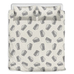 Grey Doodle Sandwich Pattern Print Duvet Cover Bedding Set