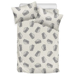 Grey Doodle Sandwich Pattern Print Duvet Cover Bedding Set
