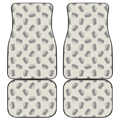 Grey Doodle Sandwich Pattern Print Front and Back Car Floor Mats
