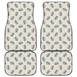 Grey Doodle Sandwich Pattern Print Front and Back Car Floor Mats
