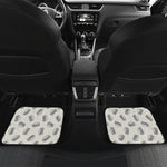 Grey Doodle Sandwich Pattern Print Front and Back Car Floor Mats