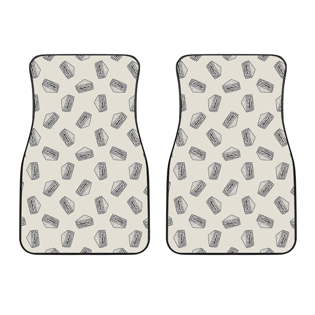 Grey Doodle Sandwich Pattern Print Front Car Floor Mats