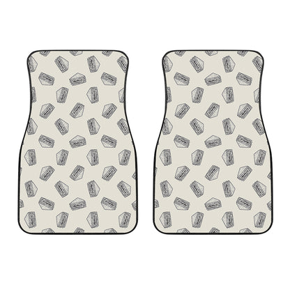 Grey Doodle Sandwich Pattern Print Front Car Floor Mats