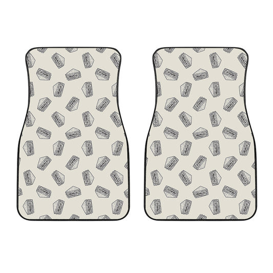 Grey Doodle Sandwich Pattern Print Front Car Floor Mats