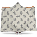 Grey Doodle Sandwich Pattern Print Hooded Blanket