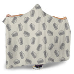 Grey Doodle Sandwich Pattern Print Hooded Blanket