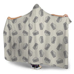 Grey Doodle Sandwich Pattern Print Hooded Blanket