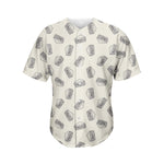 Grey Doodle Sandwich Pattern Print Men's Baseball Jersey