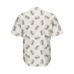 Grey Doodle Sandwich Pattern Print Men's Baseball Jersey