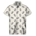 Grey Doodle Sandwich Pattern Print Men's Short Sleeve Shirt