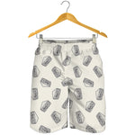 Grey Doodle Sandwich Pattern Print Men's Shorts