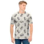 Grey Doodle Sandwich Pattern Print Men's T-Shirt