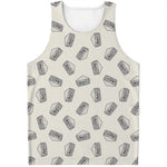 Grey Doodle Sandwich Pattern Print Men's Tank Top