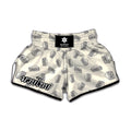 Grey Doodle Sandwich Pattern Print Muay Thai Boxing Shorts
