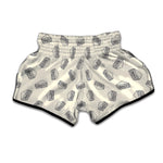 Grey Doodle Sandwich Pattern Print Muay Thai Boxing Shorts