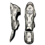 Grey Doodle Sandwich Pattern Print Muay Thai Shin Guard
