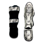 Grey Doodle Sandwich Pattern Print Muay Thai Shin Guard