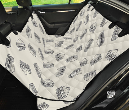 Grey Doodle Sandwich Pattern Print Pet Car Back Seat Cover