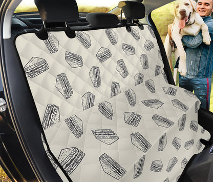 Grey Doodle Sandwich Pattern Print Pet Car Back Seat Cover