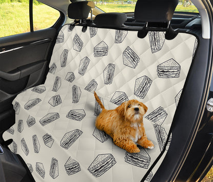 Grey Doodle Sandwich Pattern Print Pet Car Back Seat Cover