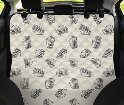 Grey Doodle Sandwich Pattern Print Pet Car Back Seat Cover