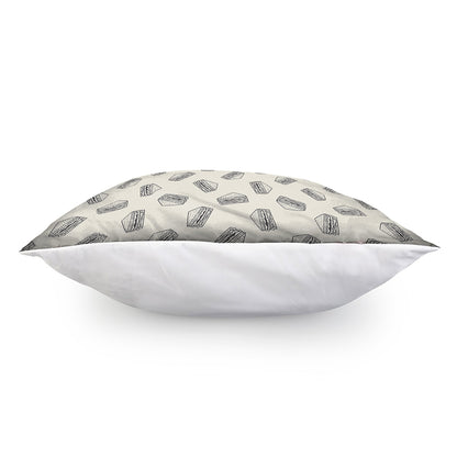 Grey Doodle Sandwich Pattern Print Pillow Cover