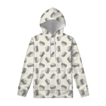 Grey Doodle Sandwich Pattern Print Pullover Hoodie