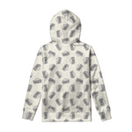 Grey Doodle Sandwich Pattern Print Pullover Hoodie