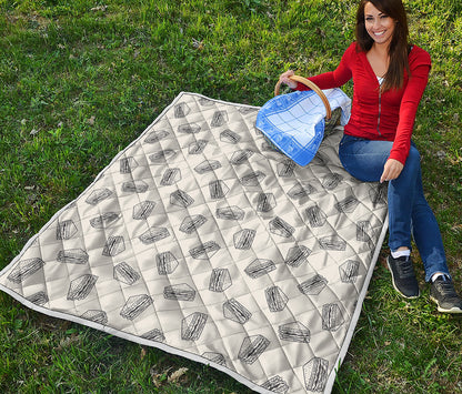 Grey Doodle Sandwich Pattern Print Quilt