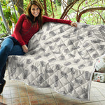 Grey Doodle Sandwich Pattern Print Quilt