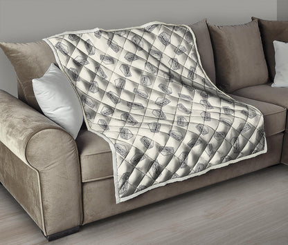 Grey Doodle Sandwich Pattern Print Quilt