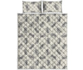 Grey Doodle Sandwich Pattern Print Quilt Bed Set