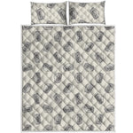 Grey Doodle Sandwich Pattern Print Quilt Bed Set