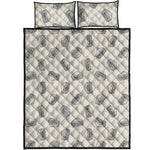Grey Doodle Sandwich Pattern Print Quilt Bed Set