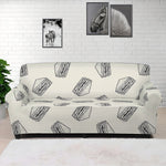 Grey Doodle Sandwich Pattern Print Sofa Cover