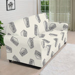 Grey Doodle Sandwich Pattern Print Sofa Cover