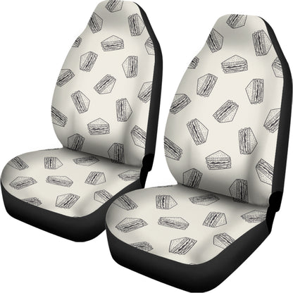 Grey Doodle Sandwich Pattern Print Universal Fit Car Seat Covers