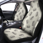 Grey Doodle Sandwich Pattern Print Universal Fit Car Seat Covers