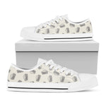 Grey Doodle Sandwich Pattern Print White Low Top Shoes