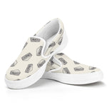 Grey Doodle Sandwich Pattern Print White Slip On Shoes