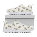 Grey Doodle Sandwich Pattern Print White Running Shoes