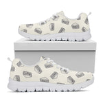 Grey Doodle Sandwich Pattern Print White Sneakers