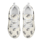 Grey Doodle Sandwich Pattern Print White Sneakers