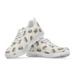 Grey Doodle Sandwich Pattern Print White Sneakers