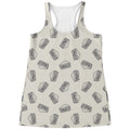 Grey Doodle Sandwich Pattern Print Women's Racerback Tank Top