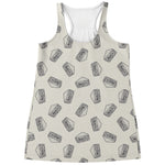 Grey Doodle Sandwich Pattern Print Women's Racerback Tank Top