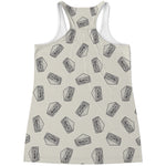 Grey Doodle Sandwich Pattern Print Women's Racerback Tank Top